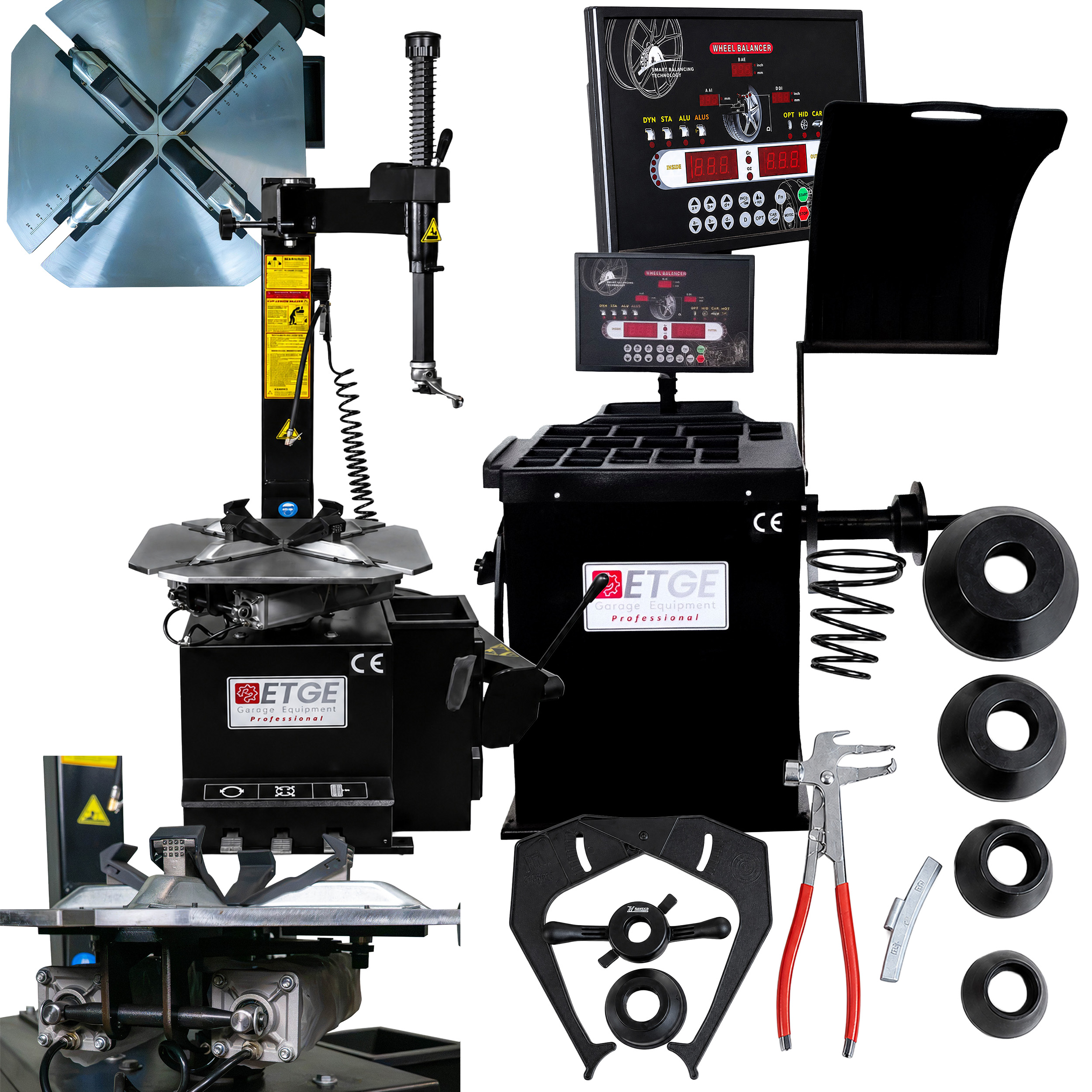 Zestaw do wulkanizacji Euro Trade montażownica ETGE-210 400V + wyważarka automatyczna ETGE-904 230V 10-24"